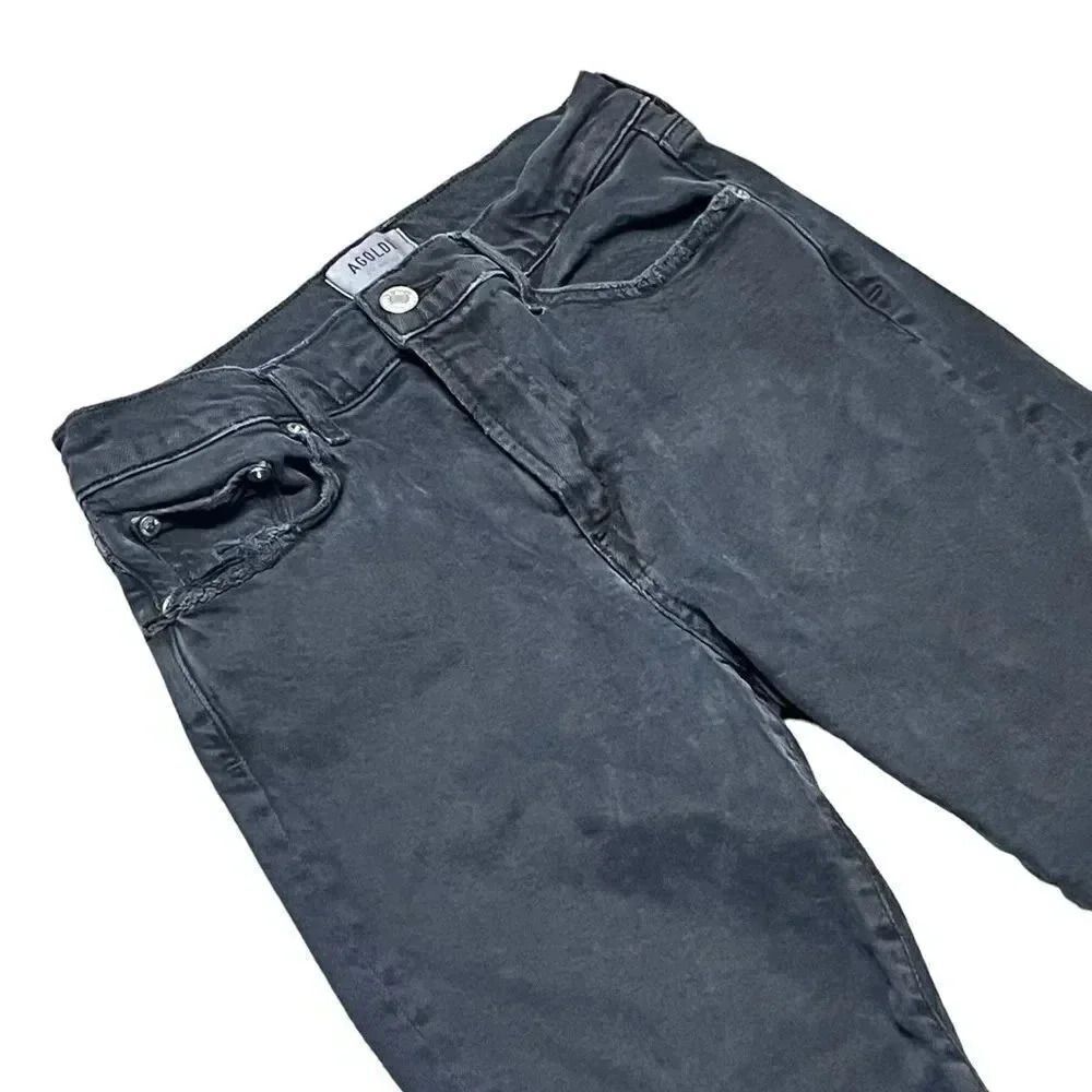 AGOLDE Toni Mid-Rise Slim Straight lyocell blend Jeans in Feral black sz 27 - Picture 6 of 10